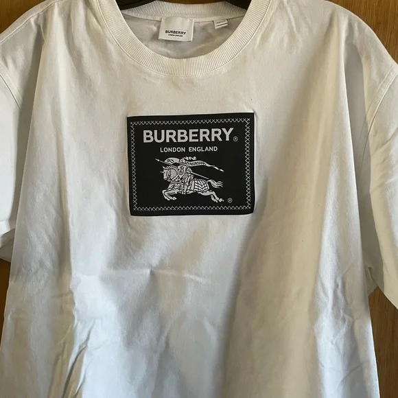 NWT BURBERRY Prorsum Label logo-patch White Tee 100% AUTHENTIC SIZE L - Picture 4 of 9